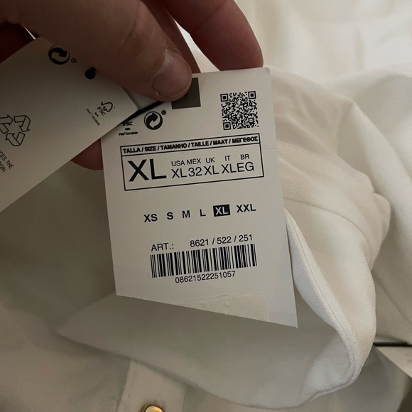 ZARA Ivory Gold Detail Long Sleeve Tailored Midi Shirt Dress XL Blogger Favorite - Picture 8 of 8